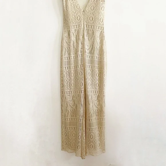 Vintage Jessica McClintock for Gunne Sax Low Back Ivory Lace Maxi Dress sz 4 - Picture 7 of 16